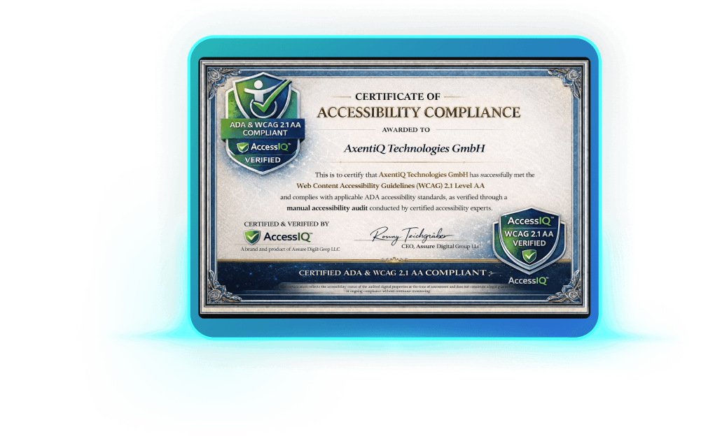 Accessibility compliance certificate preview